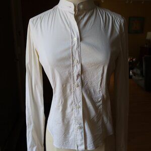 Authentic PRADA ivory tab collar button front blouse size 38 made in Italy